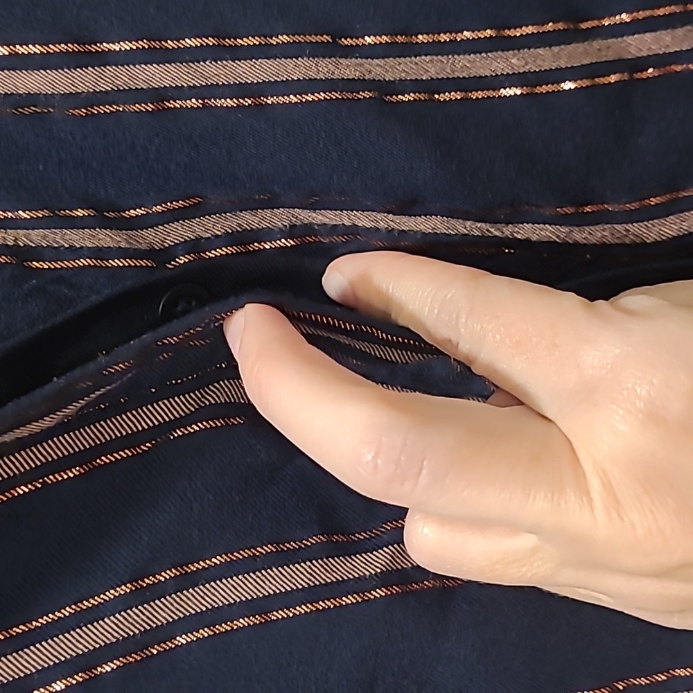 Bella Dahl Cropped Tie Front Button Up Adjustable Sleeve Copper Blouse Sz Med - Picture 8 of 13